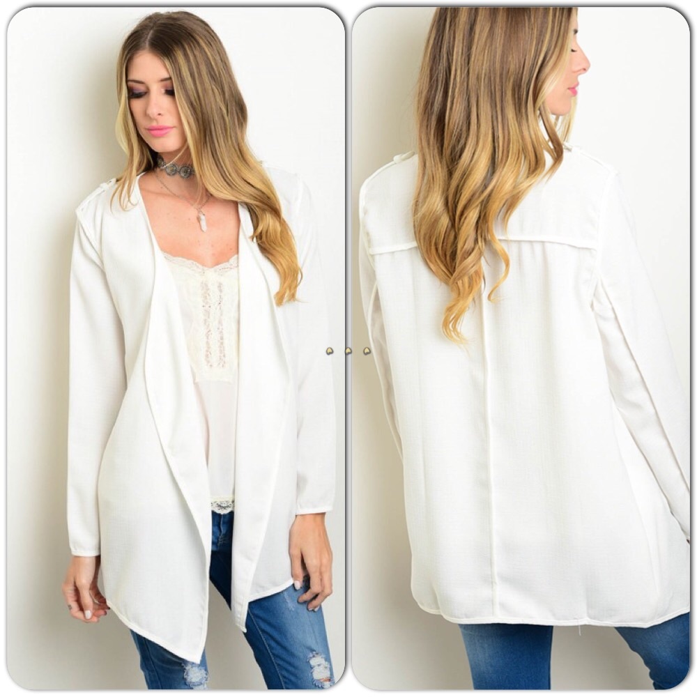 White Long Sleeve Open Front Blazer NWT